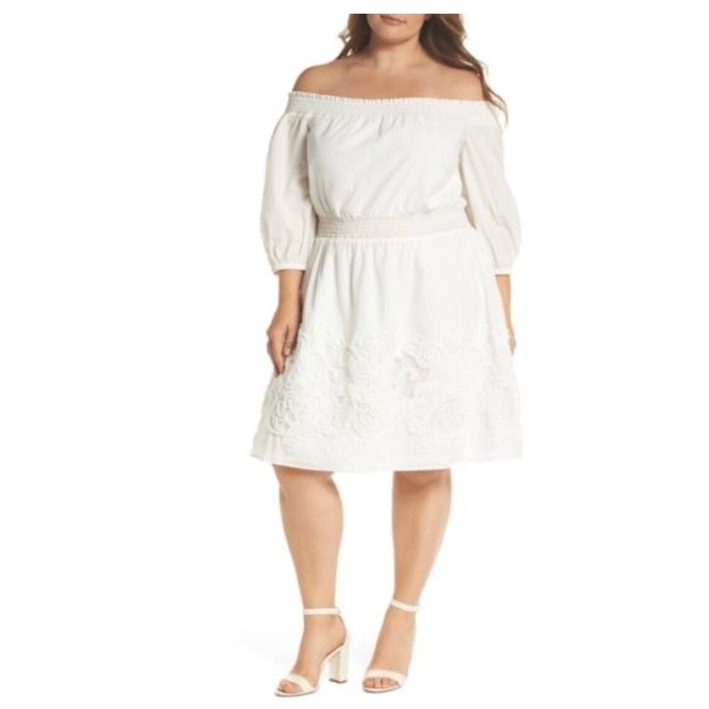 Chelsea28 off the shoulder peasant shift dress